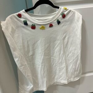FARM Rio White Tank Top with Colorful Fruit Embroidery